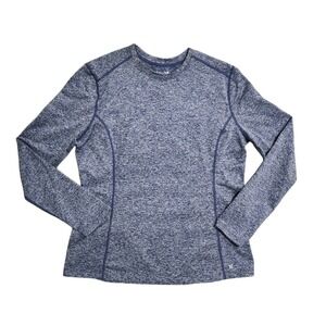 Hurley Athletic Top Women's Long Sleeve‎ Large Blue Heathered Activewear Shirt